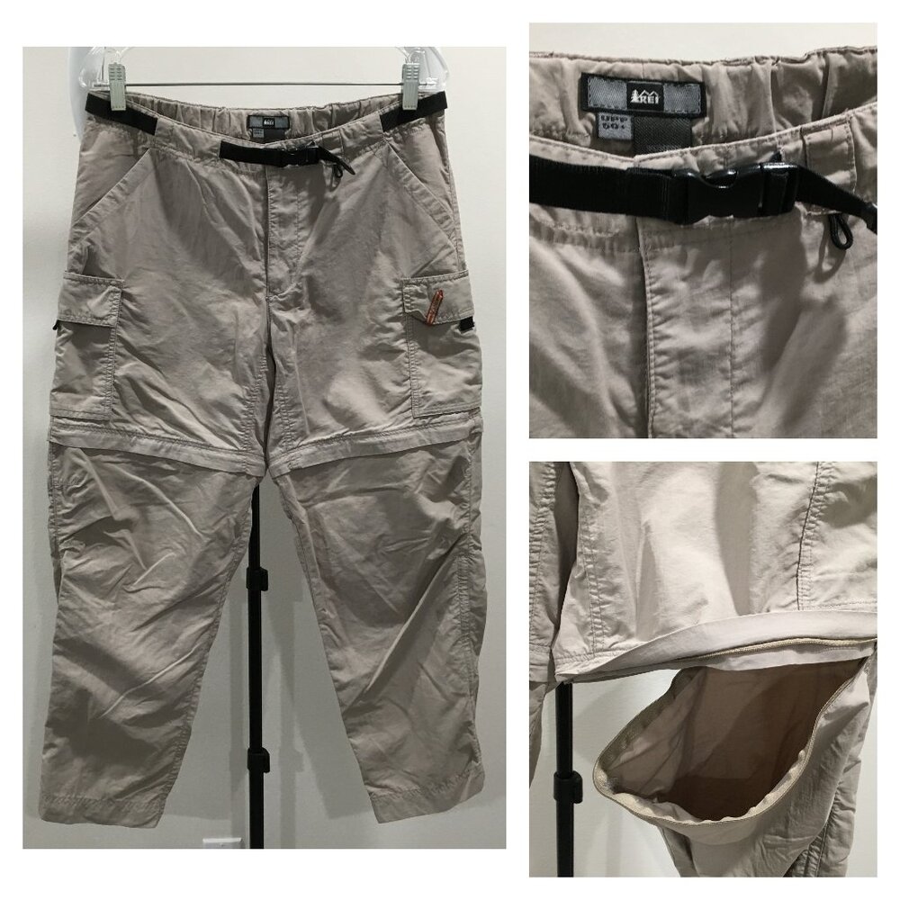 REI Petite Stone Buckle Belt Zip Leg Shorts UPF 50+ Sun Protection Active Pant